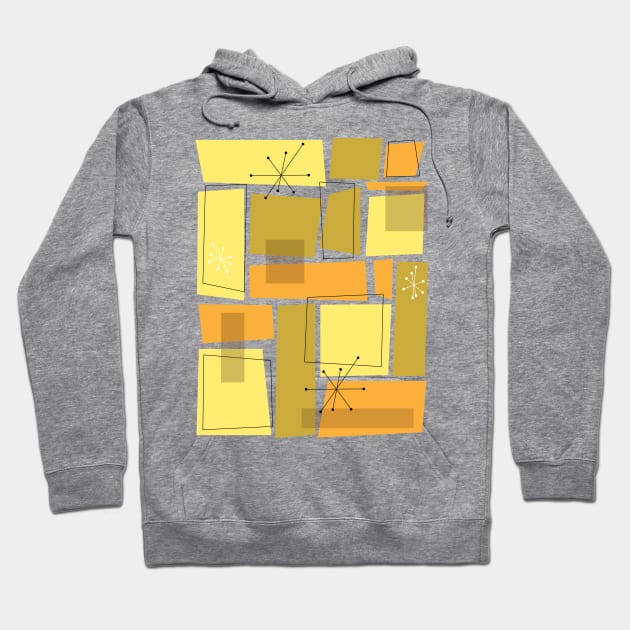 Yellow and Orange Funky Squares Mid Century Hoodie by OrchardBerry